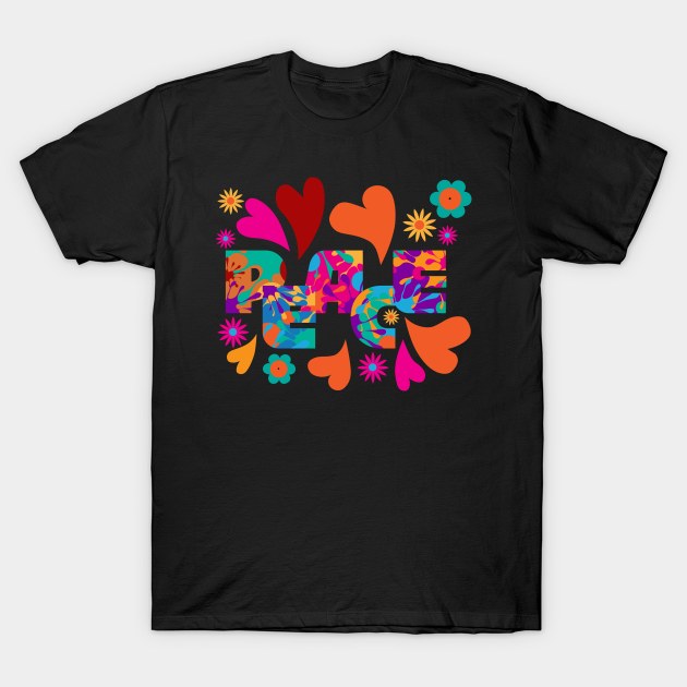 Hippie Peace colorful summer design T-Shirt by Hispaniola-Fineart